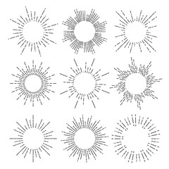 Vector set of vintage sunbursts