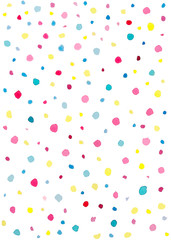 Watercolor colorful dots. Watercolor confetti seamless pattern. Hand drawn points