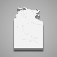 northern territory 3d map state of Australia Template for your design