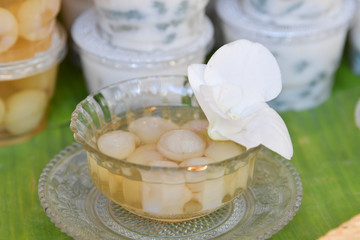 Lychee in syrup, Thai traditional dessert.
