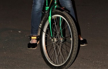 
asphalt bicycle wheel