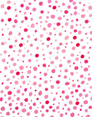 Pink watercolor dots. Watercolor confetti seamless pattern. Hand drawn points background