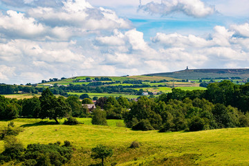 landscape shot of Blackburn, Darwen and Tockholes, lancashire, Uk, with Darwen (Jubilee) tower in the background