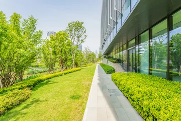 Fotobehang Blauwe hemel Modern internet technology office area   © Minase