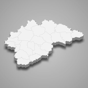 Novgorod Oblast 3d map region of Russia Template for your design
