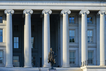 United States Treasury Department Building in Washington D.C. Unted States of America - obrazy, fototapety, plakaty