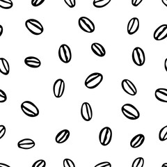 Black hand drawing vector illustration of a group of coffee beans isolated on a white background