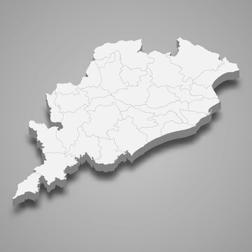 orissa 3d map state of India Template for your design