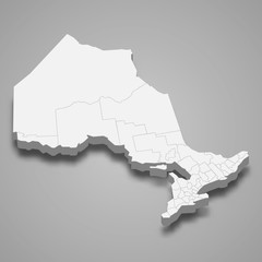 Ontario 3d map province of Canada Template for your design
