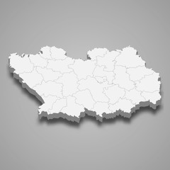 Penza Oblast 3d map region of Russia Template for your design