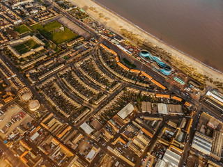 Fototapeta premium Aerial view of industrial sea side town