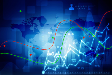 2d rendering Stock market online business concept. business Graph 