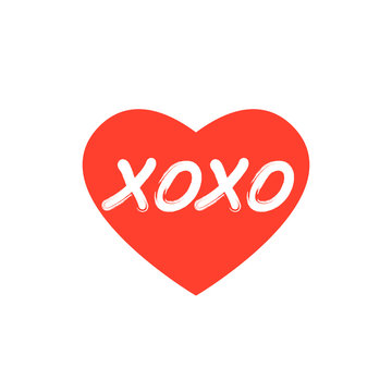 Heart xoxo icon. Clipart image isolated on white background