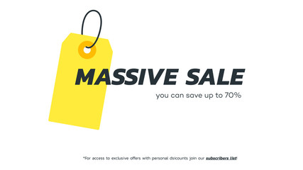 Abstract massive sale banner. Vector hanging tag. Template for special offer design