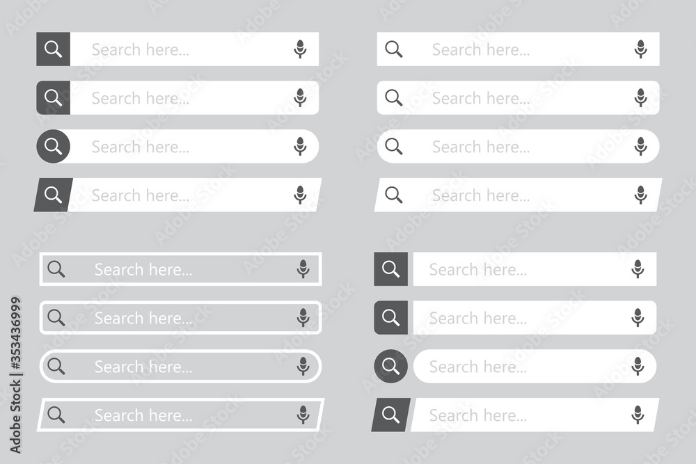Poster Set of search bar element in a flat design