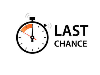 Last chance stopwatch icon. Clipart image isolated on white background