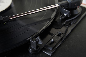 white gramophone in a suitcase, vinyl player, subject photography