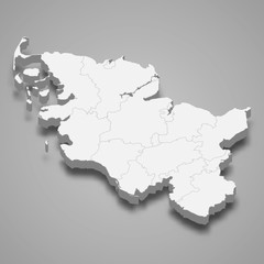 schleswig holstein 3d map state of Germany Template for your design