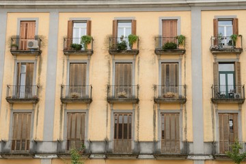 Fototapeta na wymiar Building terraces in Girona, Spain