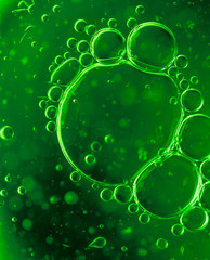 macro photo of bubbles by the mix of oil and water
