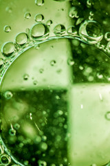 macro photo of bubbles by the mix of oil and water