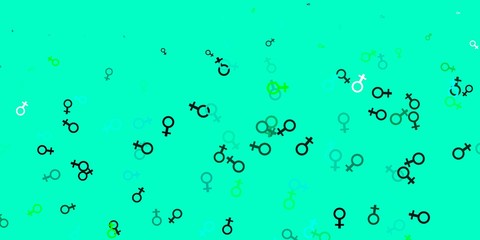 Light Green vector texture with women's rights symbols.