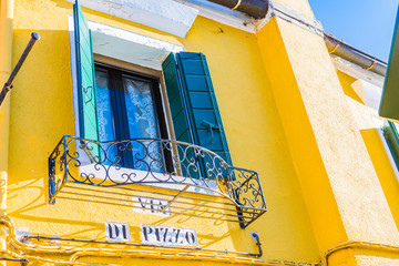 Detail of the typical house of Burano, Venice, Veneto, Italy, Europe