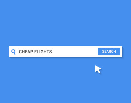 Cheap flight ticket offer. Flight promo travel deals discount search bar