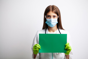 Medicine concept, doctor holding empty blank paper form with place for text