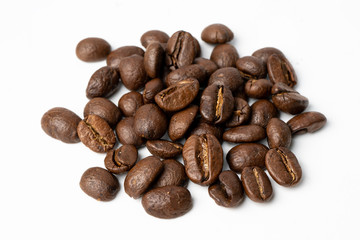 Coffee beans isolated on white background.