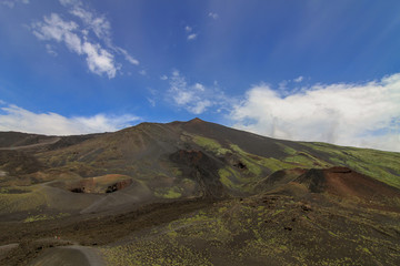 Etna Volcano in a hot sunny summer day, Sicily, Italy