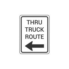 Thru Truck Route Left Arrow Sign Isolated On White Background. Traffic Symbol Modern Simple Vector Icon