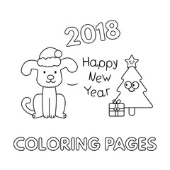 Christmas Coloring Pages with Cartoon Dog