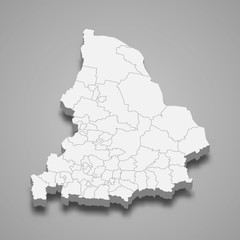 sverdlovsk oblast 3d map region of Russia Template for your design