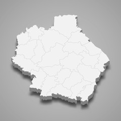 Obraz premium Tambov Oblast 3d map region of Russia Template for your design