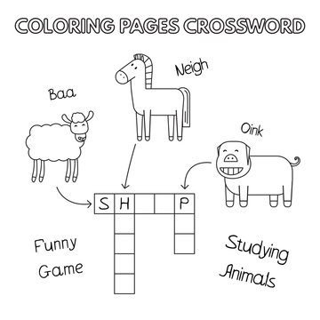 Farm Animals Coloring Book Crossword