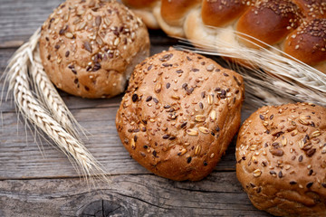 fresh buns with whole grains