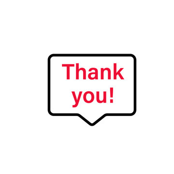 Thank you speech bubble icon. Clipart image isolated on white background