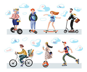 Eco transport flat vector illustrations set © backup_studio