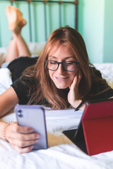 woman making a video call at home