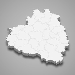 tula oblast 3d map region of Russia Template for your design