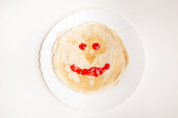 Tasty pancakes on Shrovetide on background