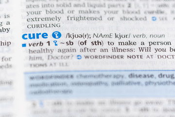 Fototapeta premium Definition of the word cure on a dictionary page