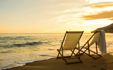 Wooden chair at the beach