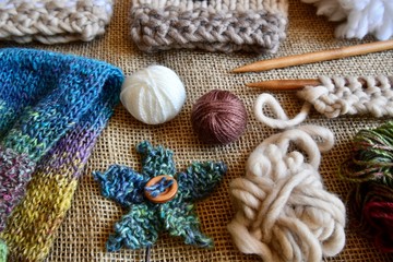 Fototapeta na wymiar lovely organic looking knitting project arrangement