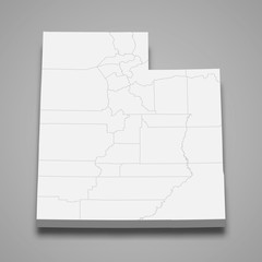 Utah 3d map state of United States Template for your design