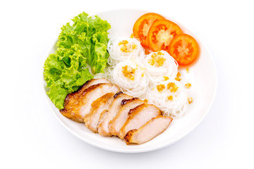 Grilled pork slice with rice noodles