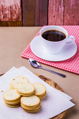 Crackers with coffee cup