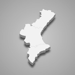 Obraz premium Valencian Community 3d region of Spain Template for your design