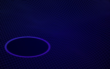 Abstract landscape on a blue background. Cyberspace grid. Mockup. hi tech network, technology. 3D illustration